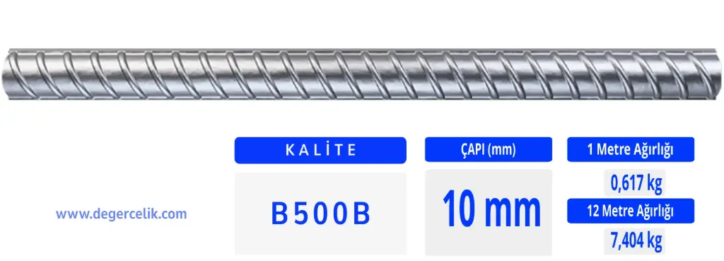 10 mm Nervürlü İnşaat Demiri B500B 