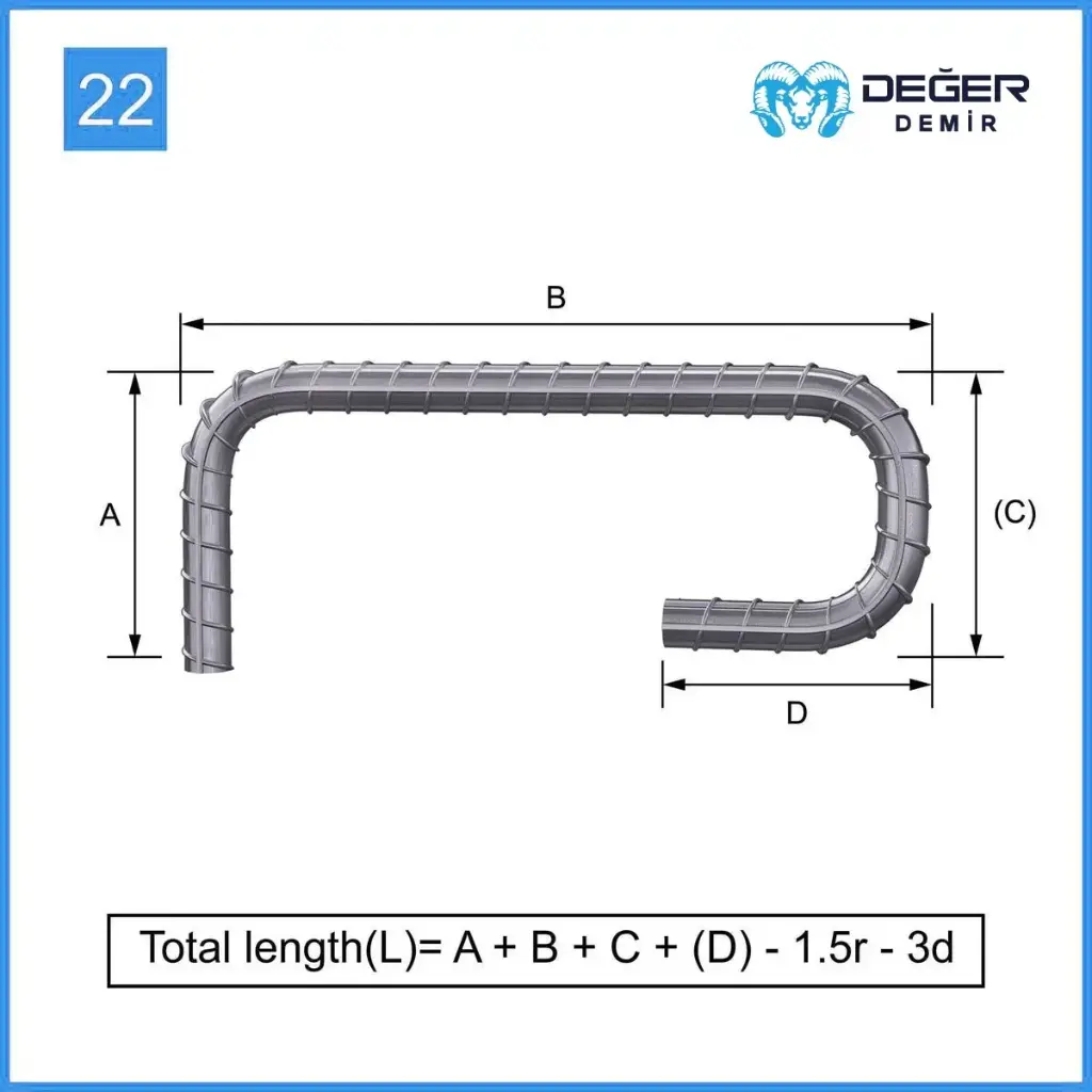 İnşaat Donatı Çubuğu Şekil Kodu 22