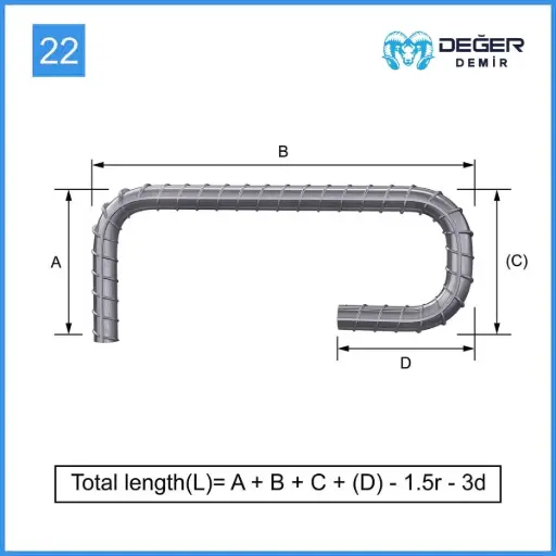 İnşaat Donatı Çubuğu Şekil Kodu 22