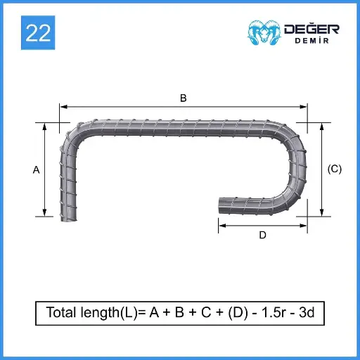 İnşaat Donatı Çubuğu Şekil Kodu 22