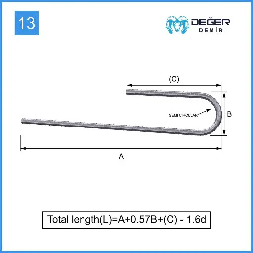 İnşaat Donatı Çubuğu Şekil Kodu 13
