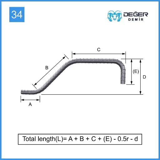 İnşaat Donatı Çubuğu Şekil Kodu 34