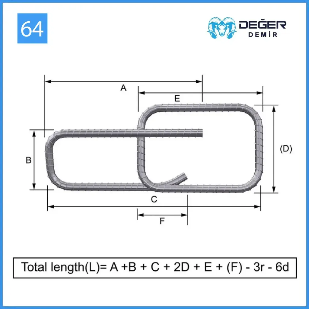 İnşaat Donatı Çubuğu Şekil Kodu 64
