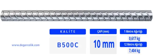 10 mm Nervürlü İnşaat Demiri B500C 